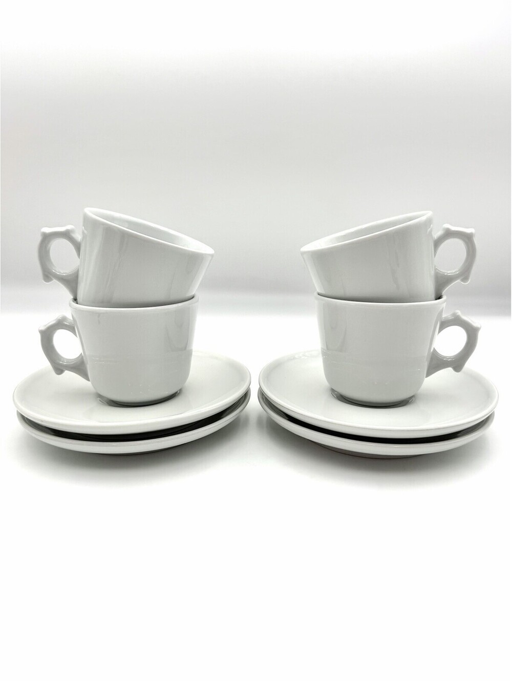 Apilco Sevres - Flat Cups & Saucers, Set of 4